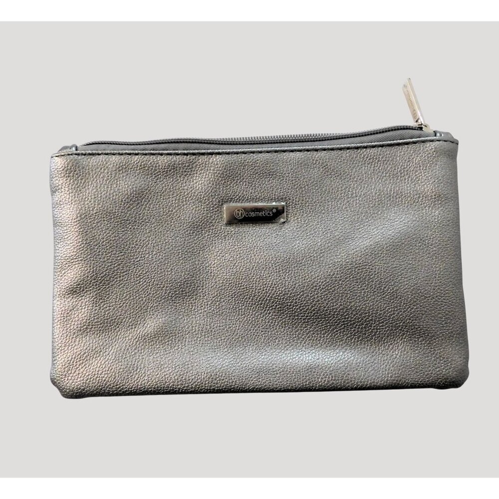 Bh Cosmetics Makeup Bag Gray Textured Zipper Travel Pouch 8.5" X 5.5"